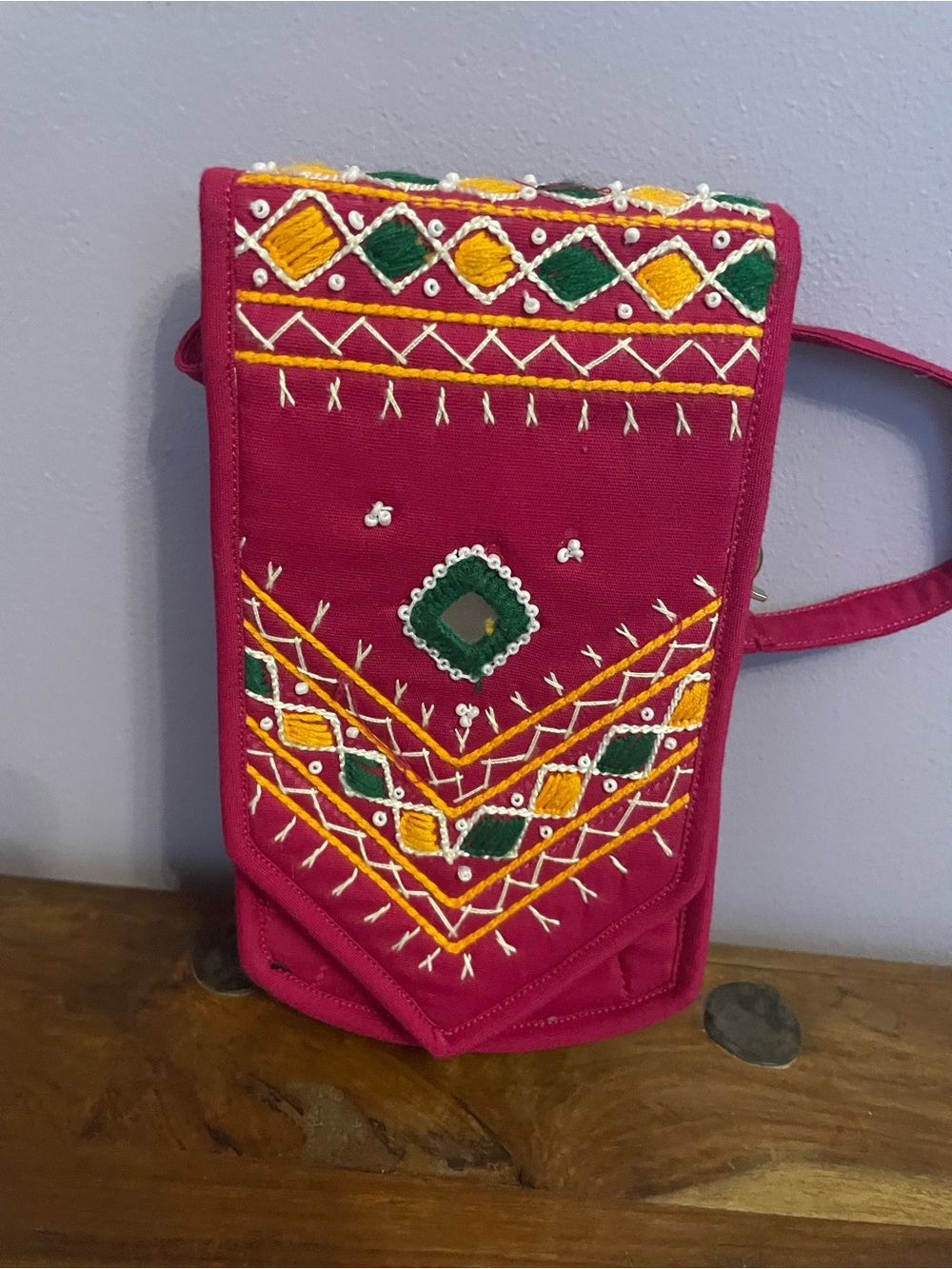 Embroidered Pink Women’s Crossbody Bag